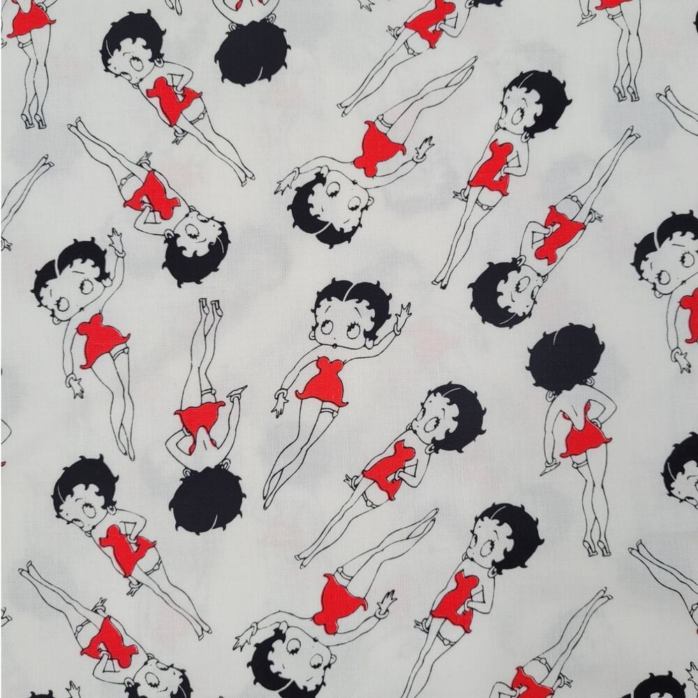 Betty Boop White Red‎ Fabric 90s Rockabilly Pinup Retro Cotton
